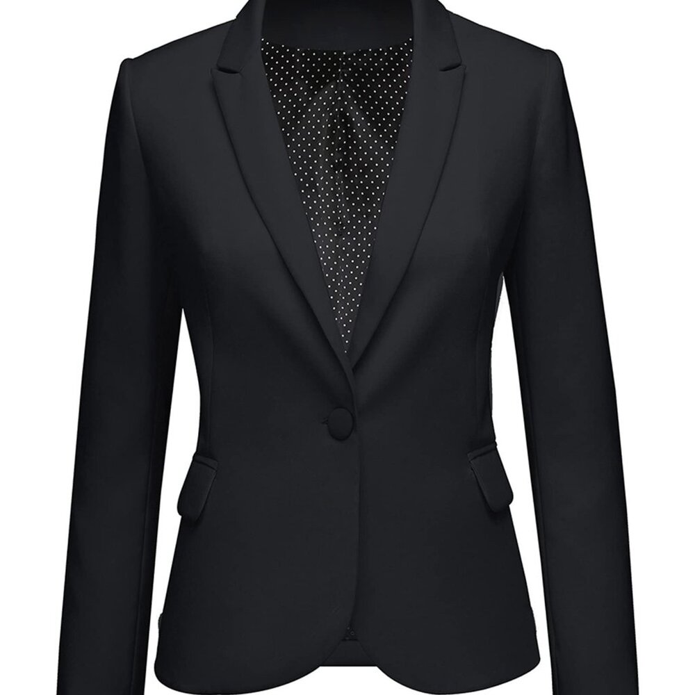 Women's Notched Lapel Blazer With Pockets - Work Office Suit Jacket